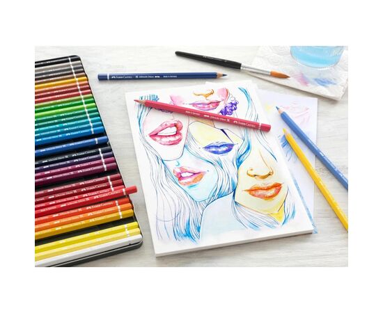 Карандаши цветные Faber-Castell Albrecht Drer ,акварельні, 24 кольора, в металевій коробці (117524) (15438), изображение 6