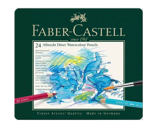 Карандаши цветные Faber-Castell Albrecht Drer ,акварельні, 24 кольора, в металевій коробці (117524) (15438)
