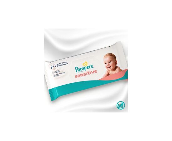 Детские влажные салфетки Pampers Sensitive 80 шт х 12 пачок (960 шт) (8006530134668), изображение 4