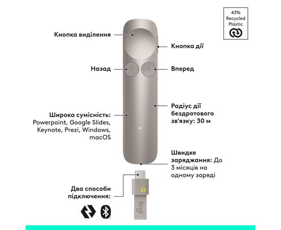 Презентер Logitech Spotlight 2 Light Lilac (910-007673), зображення 2