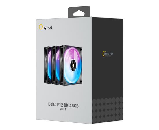 Кулер для корпуса OCYPUS DELTA F12 ARGB 3 IN (DELTA-F12-BK3AM00X-GL), изображение 8