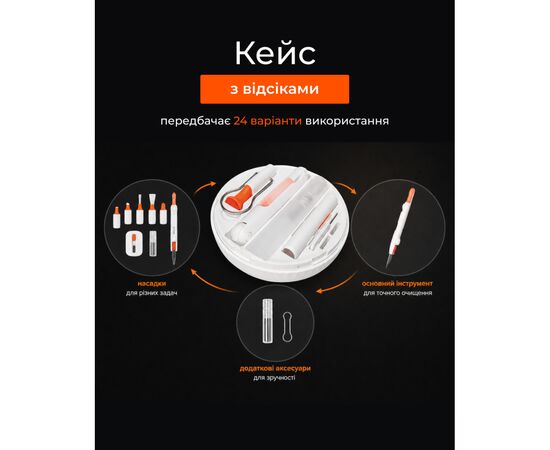 Универсальный чистящий набор 2E Multifinctional cleaning kit 24in1 white-orange (2E-SK24IN1), изображение 5