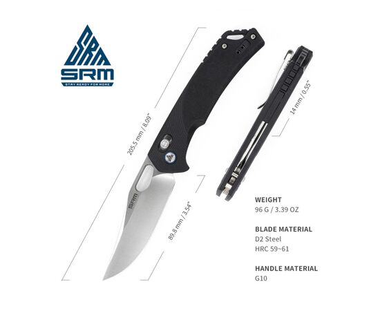 Нож SRM Retriever 9201, Black G10, Satin (9201_)