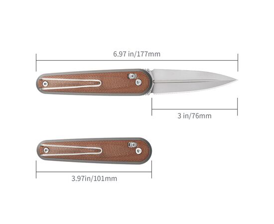Нож SRM Twin, Brown Micarta, Stonewash (251MB-MN), изображение 2
