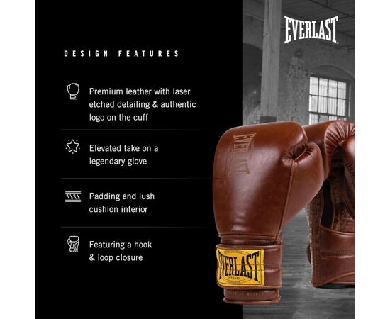 Боксерські рукавички Everlast 1910 Classic Training Glove P00002503 коричневий 16 унцій (009283610326), зображення 3