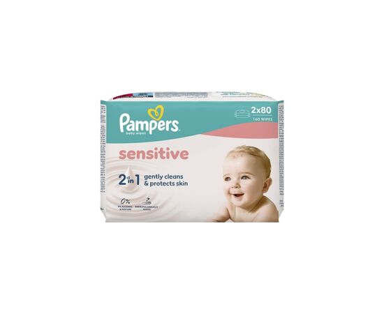 Дитячі вологі серветки Pampers Sensitive 2 x 80 шт(160 шт) (8006530135252)