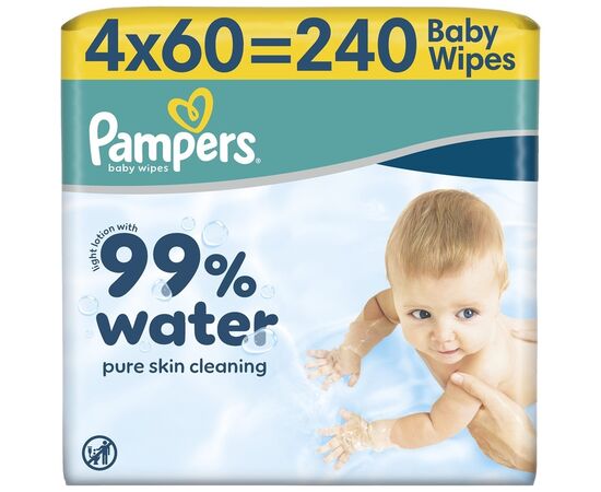 Детские влажные салфетки Pampers 99 Water, 240 шт (8006530116305)