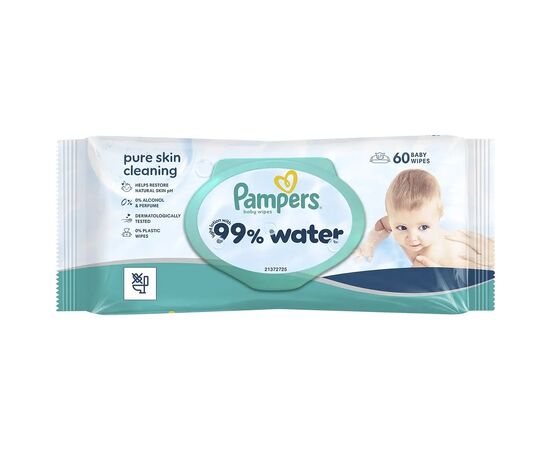 Детские влажные салфетки Pampers 99 Water, 60 шт (8006530116558)