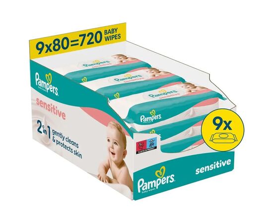 Детские влажные салфетки Pampers Sensitive, 720 шт (8006530134750)
