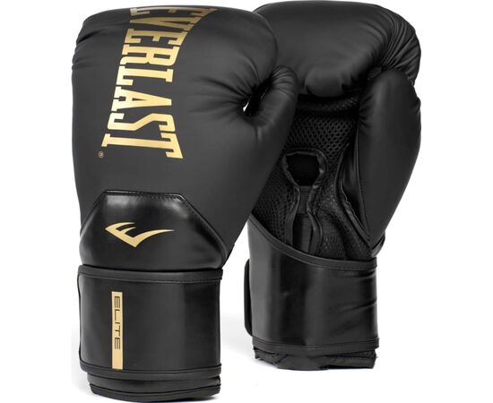 Боксерские перчатки Everlast Elite 2 Boxing Glove P00003272 чорний, золотий 14 унцій (009283623722)
