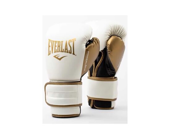 Боксерские перчатки Everlast PowerLock Boxing Training Gloves P00003051 білий, золотий 16 унцій (009283620134)