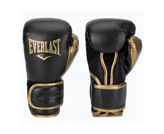 Боксерские перчатки Everlast PowerLock Boxing Training Gloves P00002661 чорний, золотий 10 унцій (009283611965), изображение 2