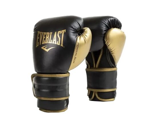 Боксерские перчатки Everlast PowerLock Boxing Training Gloves P00002662 чорний, золотий 12 унцій (009283611972)