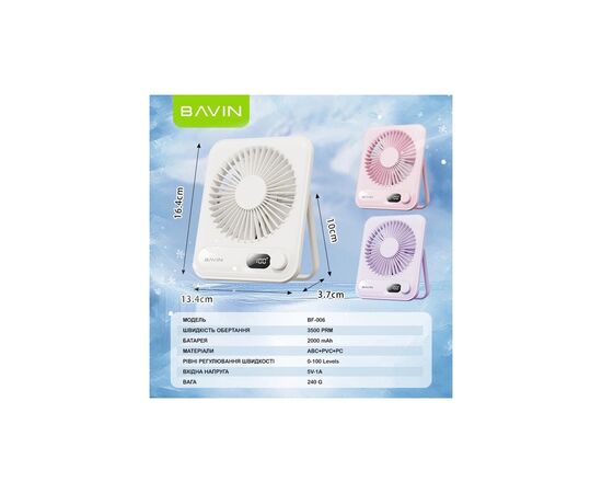 Вентилятор BAVIN BF-006 Ultra-Thin FUN 3500RPM White (BF-006 OW), изображение 9
