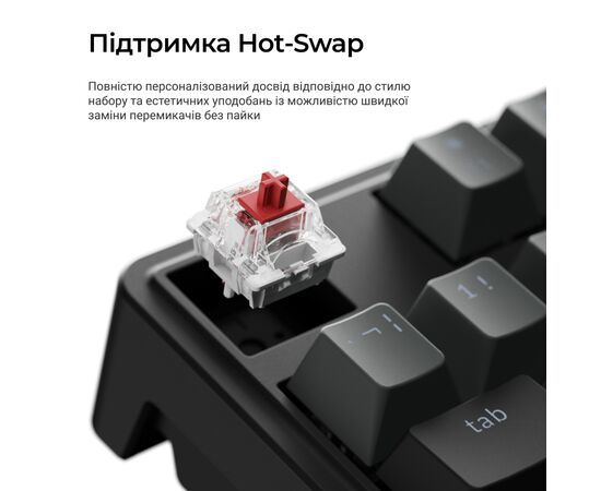 Клавіатура Keychron C3 Max Super Red Switch RGB Wireless/Bluetooth/USB UA Black (C3M-H1-UA), зображення 7
