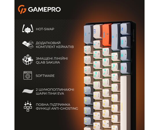 Клавіатура GamePro MK130 V2 Infinity QLAB Sakura Linear RGB USB UA Black (MK130-V2-B-QS), зображення 11