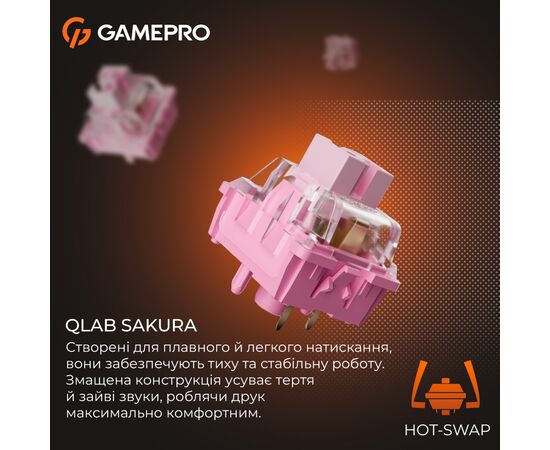 Клавіатура GamePro MK130 V2 Infinity QLAB Sakura Linear RGB USB UA Black (MK130-V2-B-QS), зображення 15
