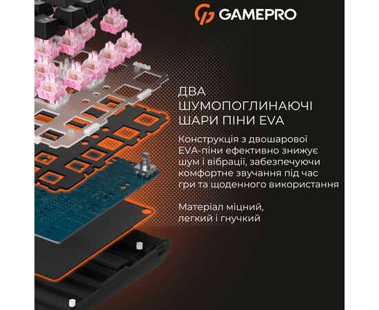 Клавіатура GamePro MK160 V2 Warden QLAB Sakura Linear RGB USB UA Black (MK160-V2-B-QS), зображення 17