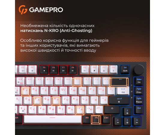 Клавіатура GamePro MK160 V2 Warden QLAB Sakura Linear RGB USB UA Black (MK160-V2-B-QS), зображення 20