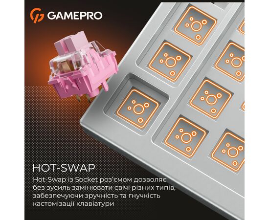 Клавіатура GamePro MK160 V2 Warden QLAB Sakura Linear RGB USB UA White (MK160-V2-BL-QS), зображення 13