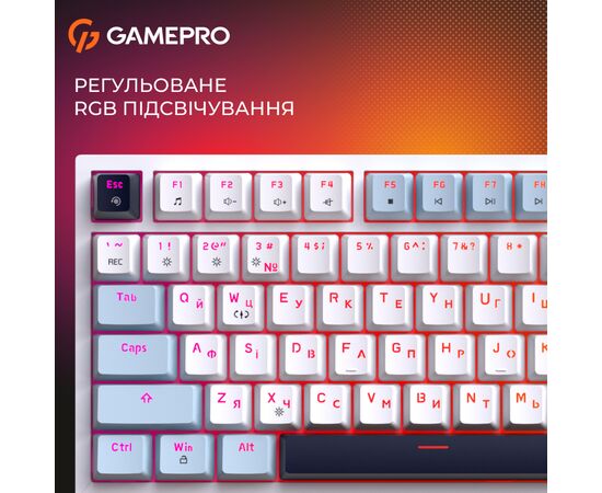 Клавіатура GamePro MK160 V2 Warden QLAB Sakura Linear RGB USB UA White (MK160-V2-BL-QS), зображення 9