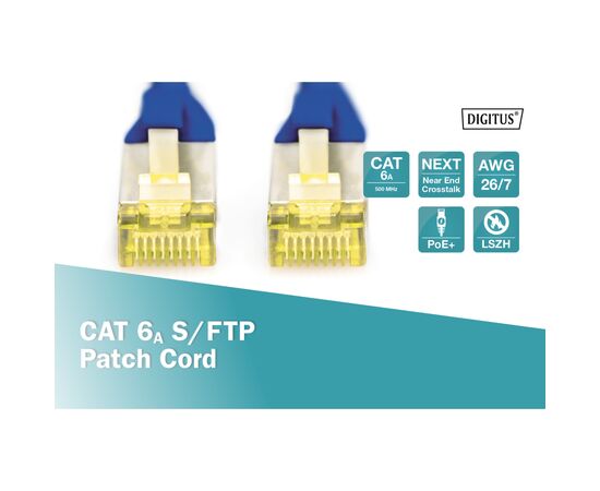 Патч-корд 0.25м, SFTP, cat.6A, AWG 26/7, Cu, LSZH, blue Digitus (DK-1644-A-0025/B), изображение 4