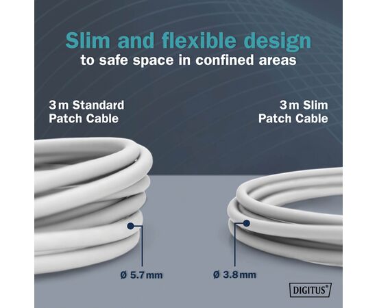 Патч-корд 0.3м, FTP, cat.6A, Sliim, AWG 32/7, Cu, LSZH, grey Digitus (DK-1632-A-003S), изображение 4