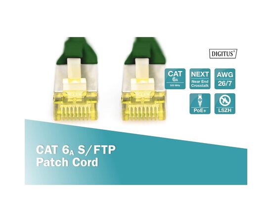 Патч-корд 0.25м, SFTP, cat.6A, AWG 26/7, Cu, LSZH, green Digitus (DK-1644-A-0025/G), изображение 4