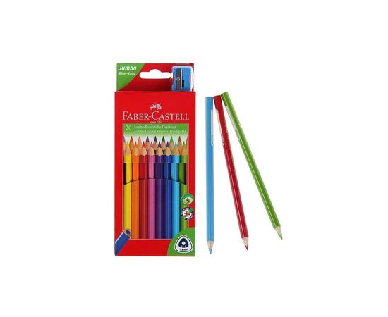 Олівці кольорові Faber-Castell JUMBO Triangular Junior, потовщені, 20 кольорів тригранні + точилка (12391), зображення 4
