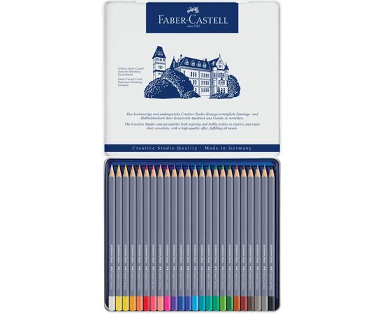 Олівці кольорові Faber-Castell Goldfaber Aqua акварельні, в металевій коробці, 24 кольори (114624) (27638), зображення 3