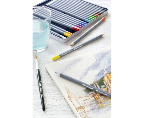 Олівці кольорові Faber-Castell Goldfaber Aqua акварельні, в металевій коробці, 24 кольори (114624) (27638), зображення 5