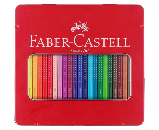Олівці кольорові Faber-Castell Grip акварельні, тригранні, в металевій коробці 24 кольори, (112423) (25578), зображення 2