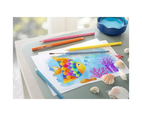 Олівці кольорові Faber-Castell акварельні, 24 кольори + пензлик в картонній коробці (114425) (1408), зображення 6