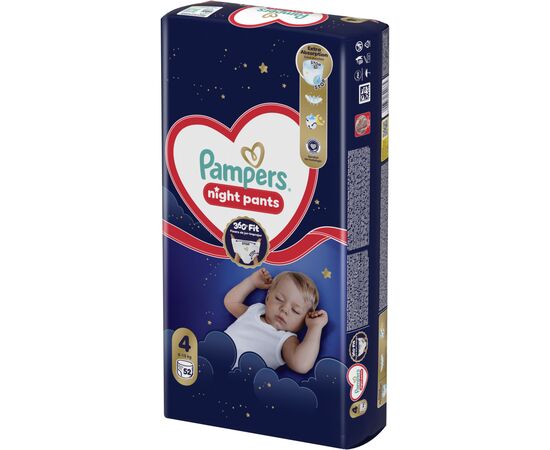 Подгузники Pampers Night Pants Розмір 4 (9-15 кг) 52 шт (8006530320665), изображение 2