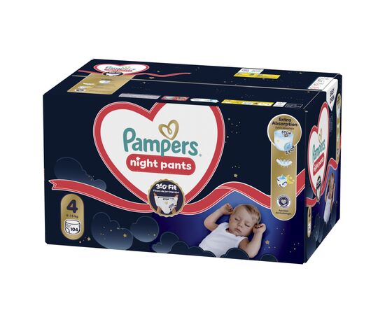 Подгузники Pampers Night Pants Розмір 4 (9-15 кг) 104 шт (8006530320559), изображение 2