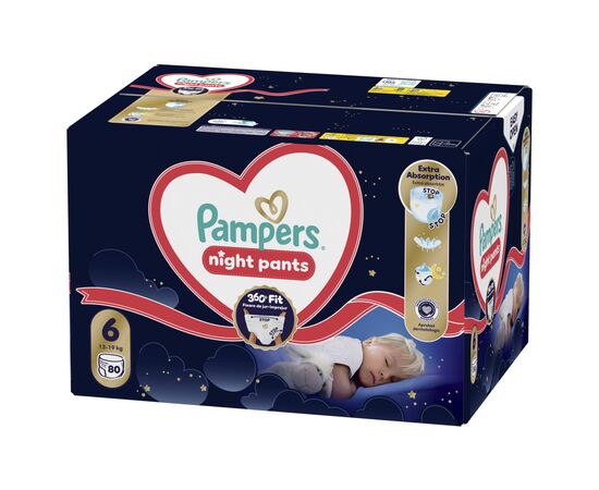 Подгузники Pampers Night Pants Розмір 6 (13-19 кг) 80 шт (8006530320511), изображение 2