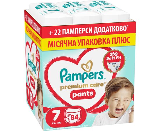 Подгузники Pampers Premium Care Pants Розмір 7 (15+ кг) 84 шт (8006530315784)