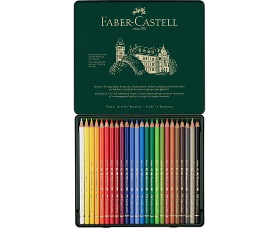 Олівці кольорові Faber-Castell POLYCHROMOS 24 кольора, в металевій коробці (110024) (15441), зображення 3