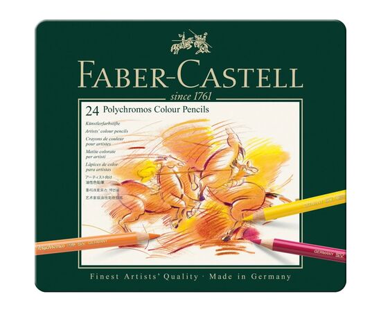 Олівці кольорові Faber-Castell POLYCHROMOS 24 кольора, в металевій коробці (110024) (15441)