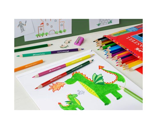 Олівці кольорові Faber-Castell 24 кольори "Замок" + 3 двоколірні олівці + стругачка, (110324) (5515), зображення 3
