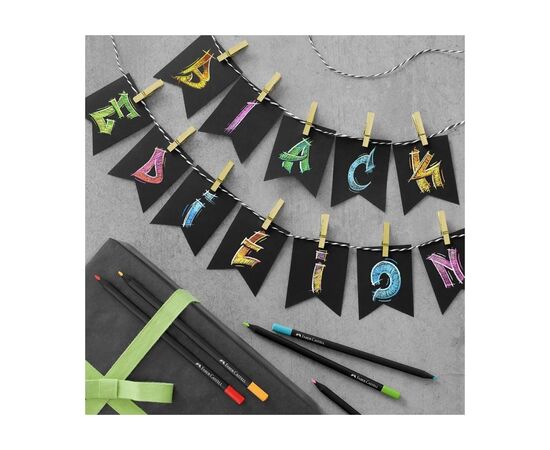 Олівці кольорові Faber-Castell Black Edition colour pencils 24 кольора тригранні чорне дерево, (116424) (31227), зображення 10