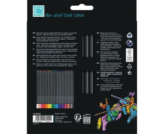 Олівці кольорові Faber-Castell Black Edition colour pencils 24 кольора тригранні чорне дерево, (116424) (31227), зображення 2