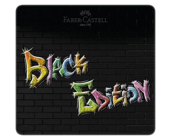 Олівці кольорові Faber-Castell Black Edition colour pencils 24 кольора тригранні чорне дерево, металева коробка (116425) (32086), зображення 3