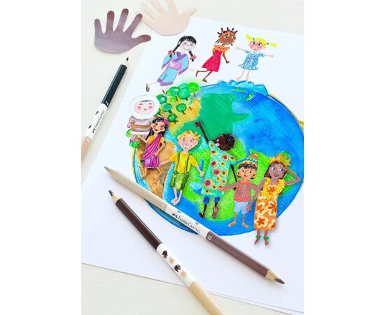 Олівці кольорові Faber-Castell Children of the World 24 кольору тригранні + 3 двосторонніх круглих, (511515) (32332), зображення 10