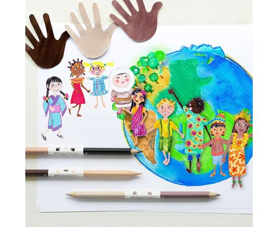 Олівці кольорові Faber-Castell Children of the World 24 кольору тригранні + 3 двосторонніх круглих, (511515) (32332), зображення 6