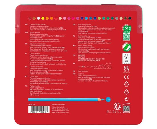 Олівці кольорові Faber-Castell "Замок" 24 кольори в металевій коробці, 115824 (27985), зображення 2