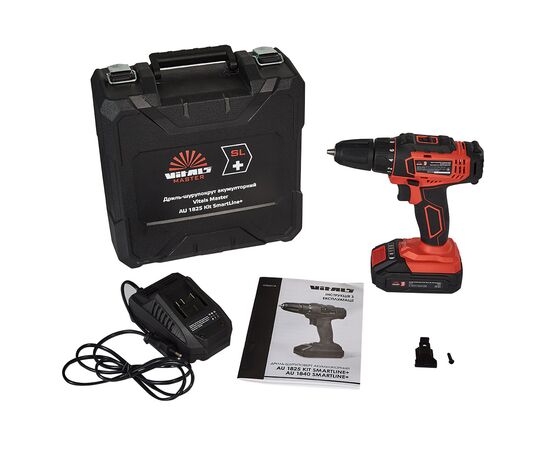 Шуруповерт Vitals Master, AU 1825 Kit SmartLine+, 18V, АКБ 1x2Ah, 25Нм, 400·1500об/хв, кейс, 1.2кг (184442), зображення 11