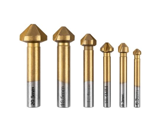 Набор сверл Graphite конические, для фрезирования, TiN, 6.3–20.5мм, кейс, 6шт (54T427)