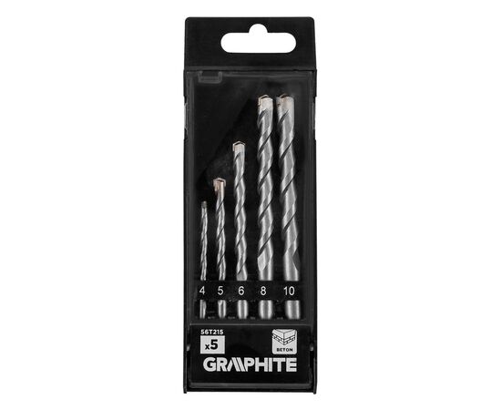 Набор сверл Graphite по бетону, 4-10мм, кейс, 5шт (56T215), изображение 7