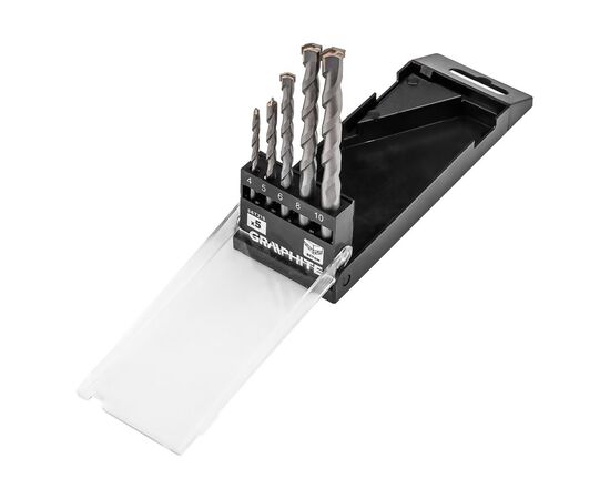 Набор сверл Graphite по бетону, 4-10мм, кейс, 5шт (56T215)